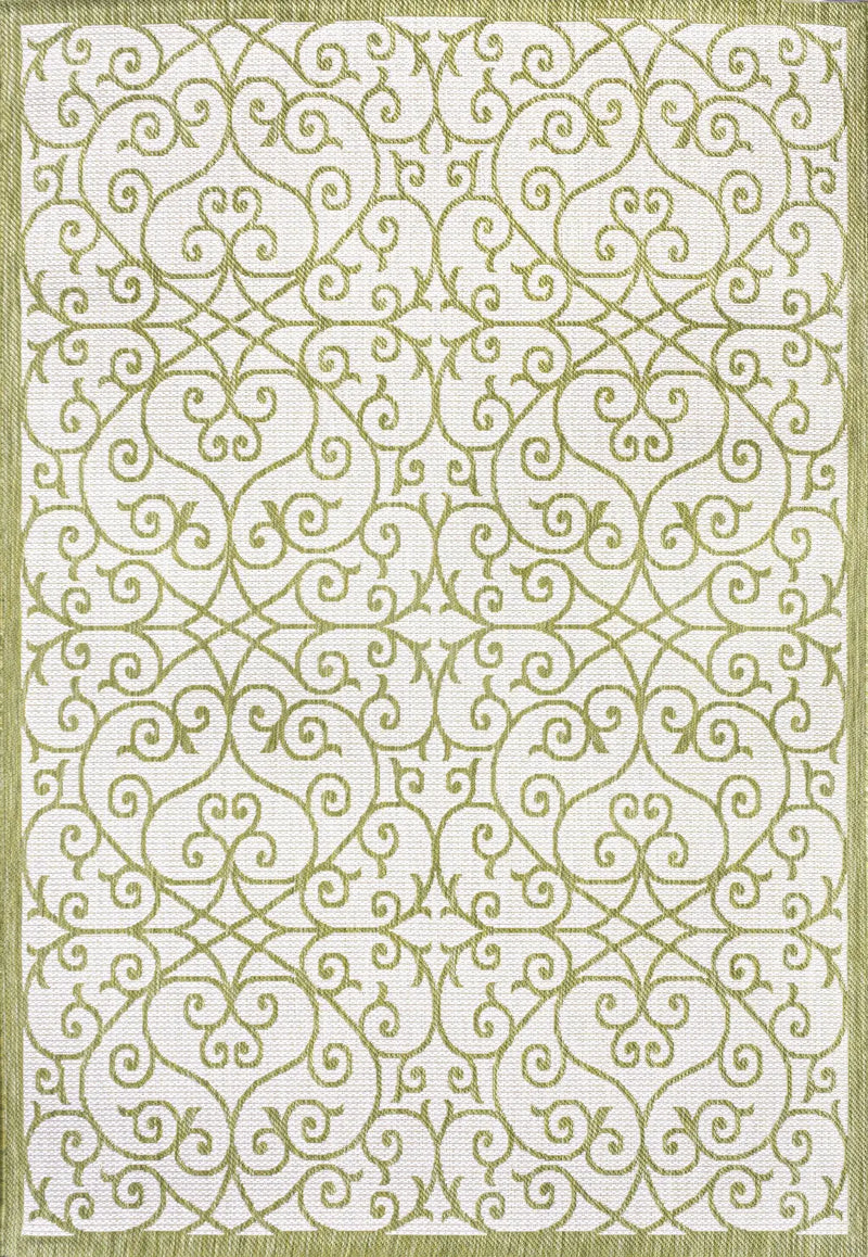 9' X 12' Green And Cream Geometric Indoor Outdoor Area Rug Homeroots Outdoor