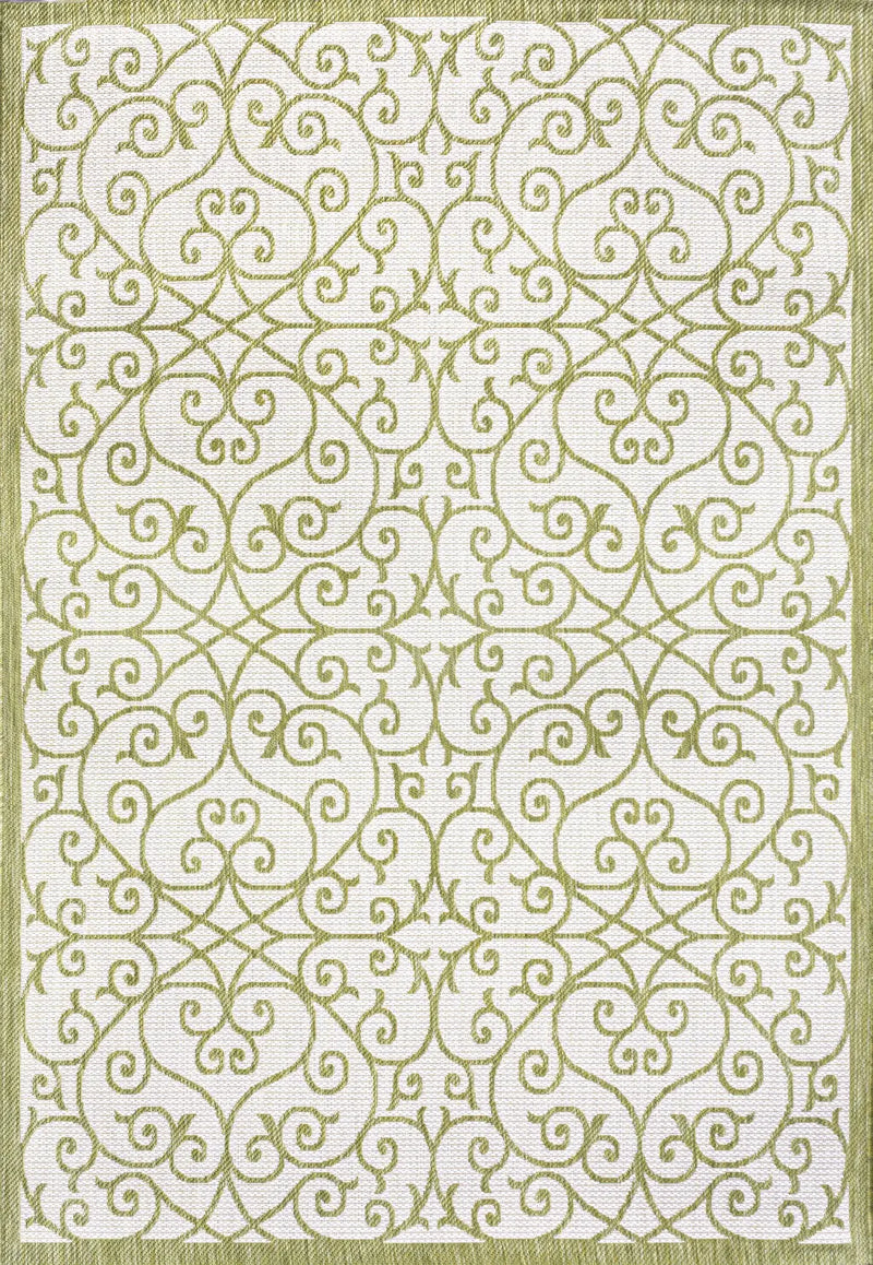 9' X 12' Green And Cream Geometric Indoor Outdoor Area Rug Homeroots Outdoor