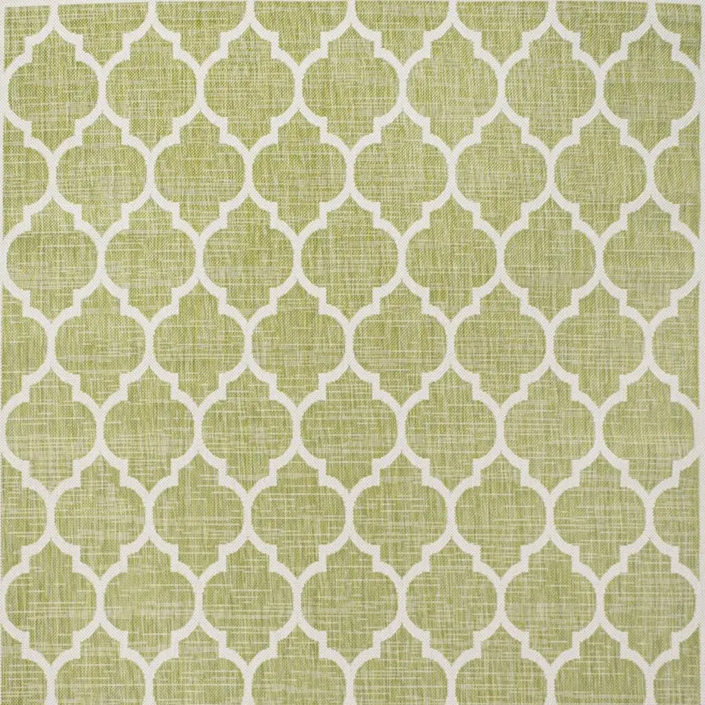 9' X 12' Green And Cream Geometric Indoor Outdoor Area Rug Homeroots Outdoor