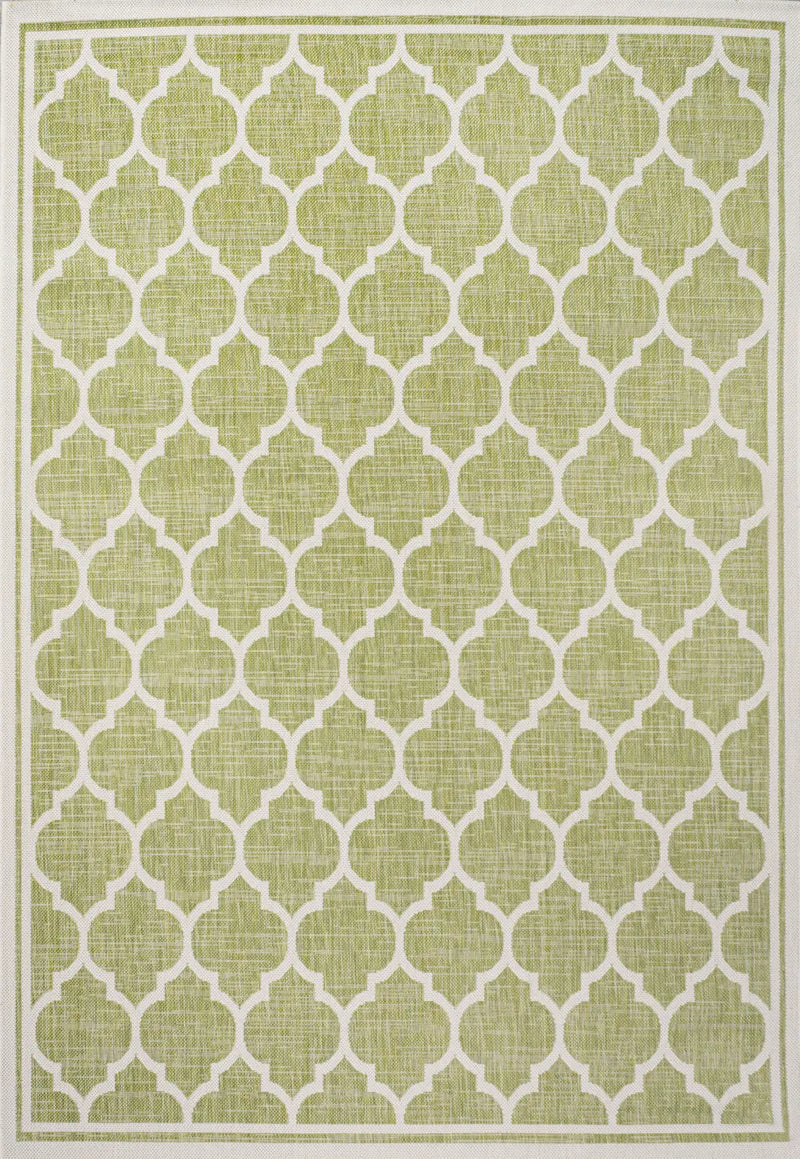 9' X 12' Green And Cream Geometric Indoor Outdoor Area Rug Homeroots Outdoor