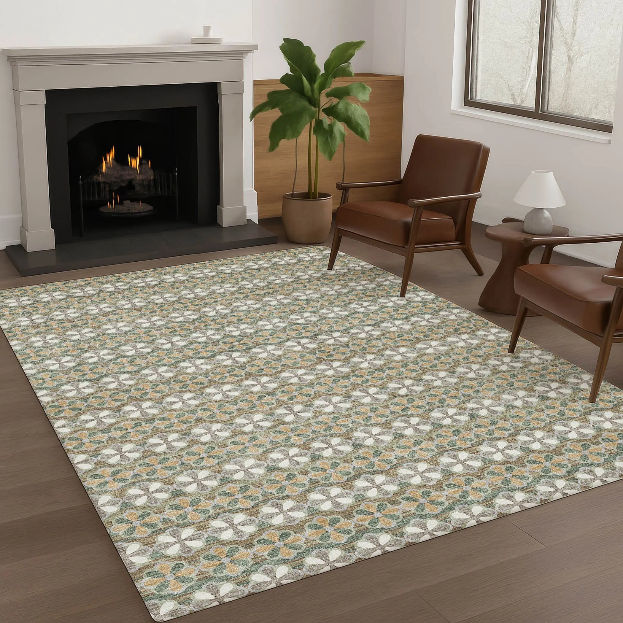 9' X 12' Green And Cream Striped Washable Indoor Outdoor Area Rug Homeroots Outdoor
