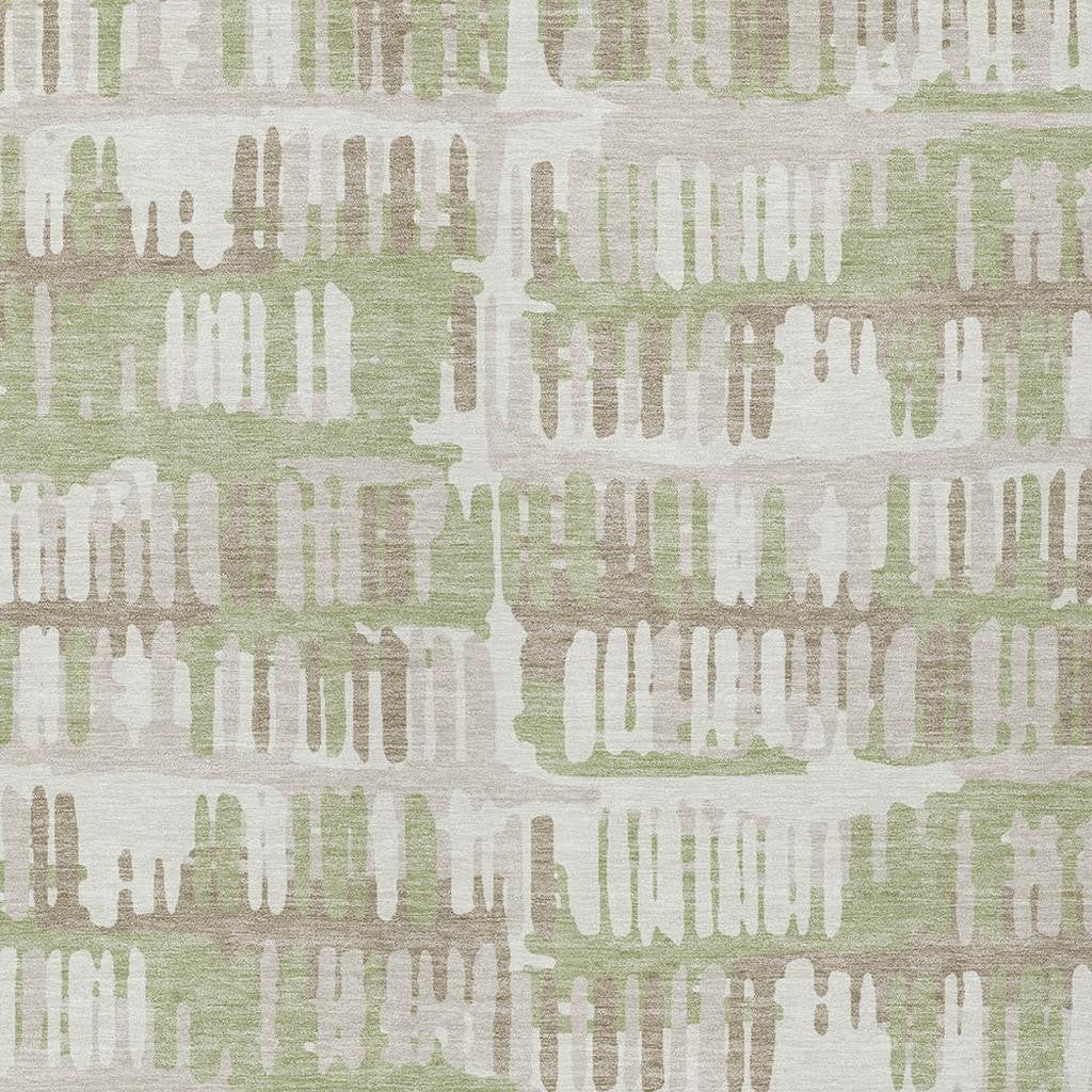 9' X 12' Green And Denim Blue Abstract Washable Indoor Outdoor Area Rug Homeroots Outdoor