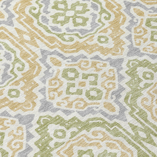 9' X 12' Green And Denim Blue Tribal Washable Indoor Outdoor Area Rug Homeroots Outdoor
