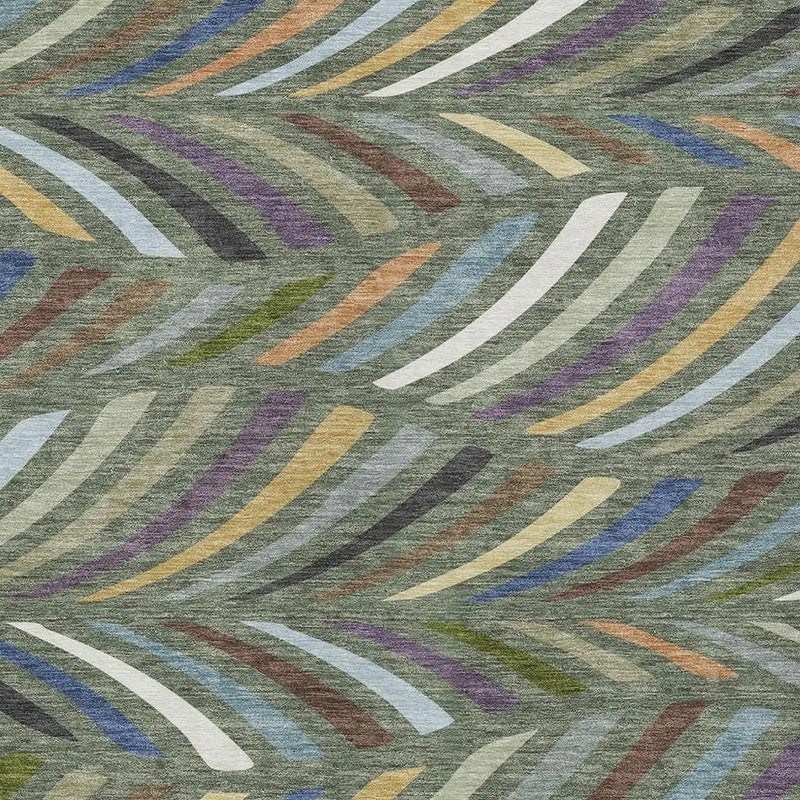 9' X 12' Green And Gold Abstract Washable Indoor Outdoor Area Rug Homeroots Outdoor
