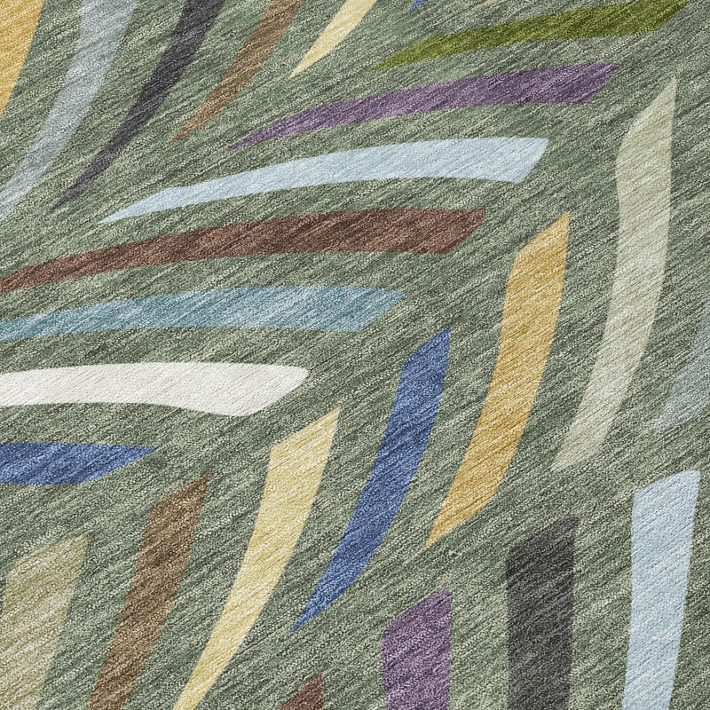 9' X 12' Green And Gold Abstract Washable Indoor Outdoor Area Rug Homeroots Outdoor