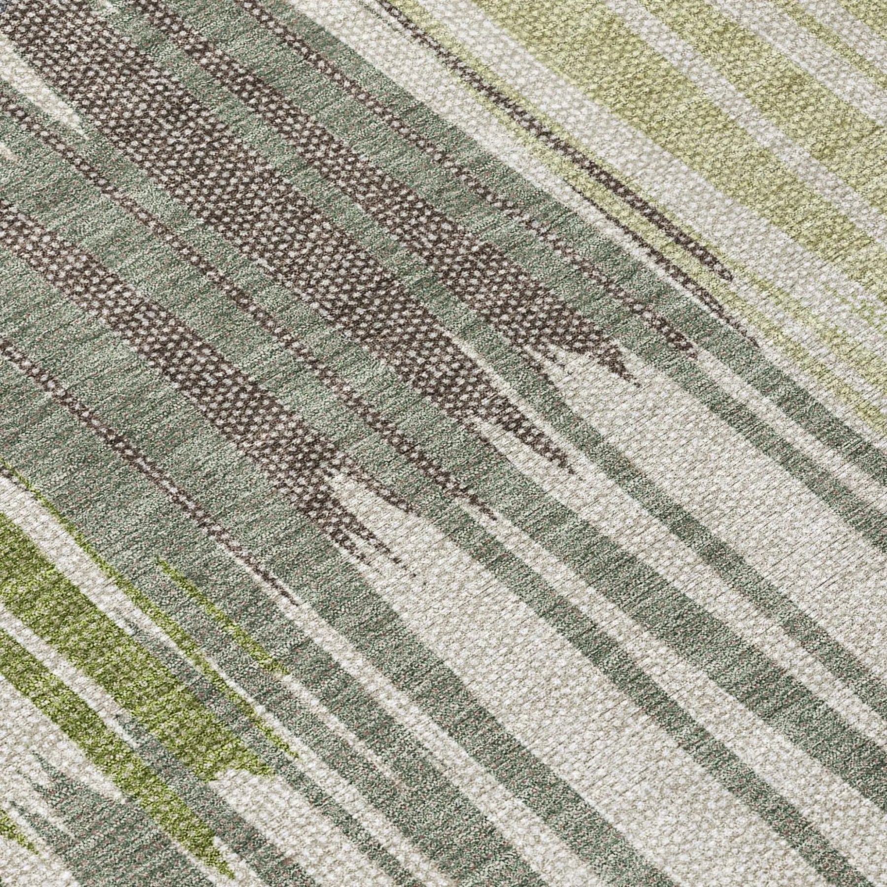 9' X 12' Green And Graphite Striped Washable Indoor Outdoor Area Rug Homeroots Outdoor