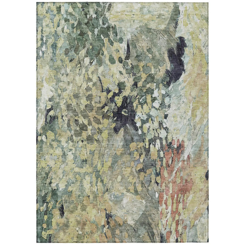 9' X 12' Green And Gray Abstract Washable Indoor Outdoor Area Rug Homeroots Outdoor