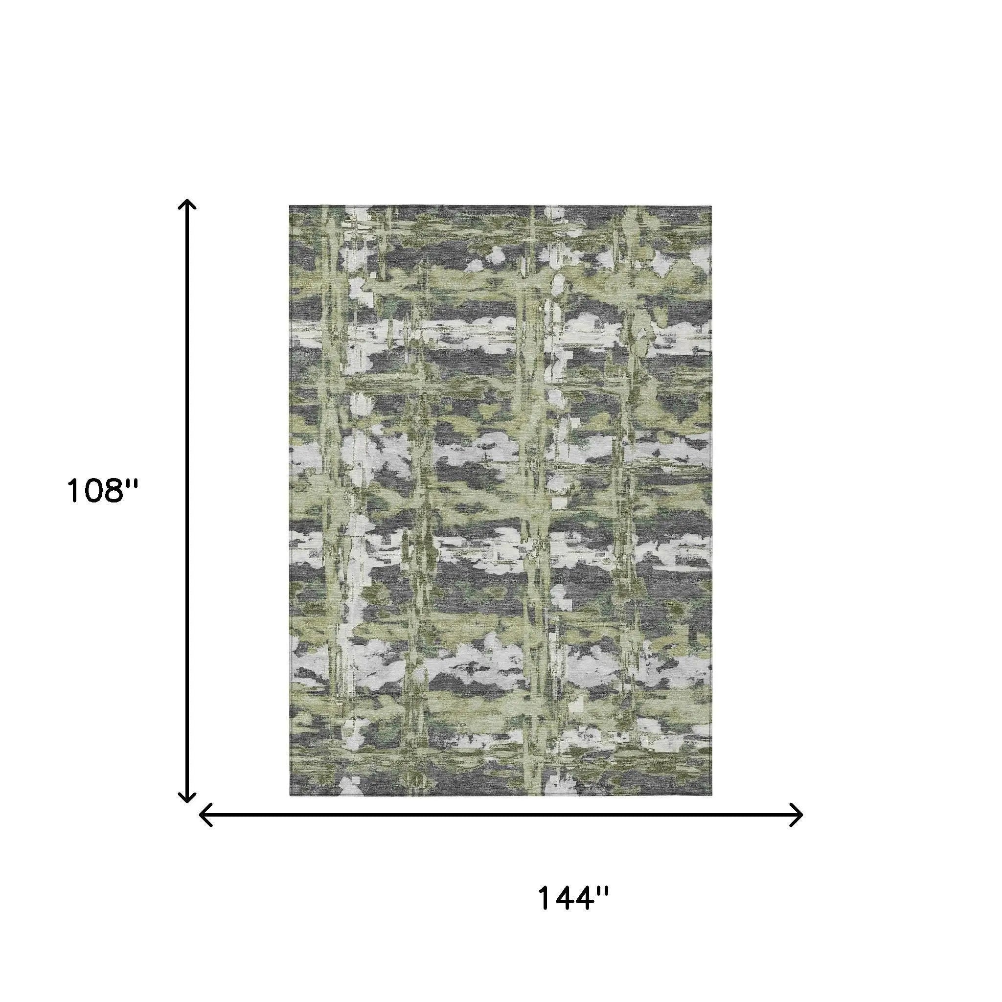 9' X 12' Green And Gray Abstract Washable Indoor Outdoor Area Rug Homeroots Outdoor