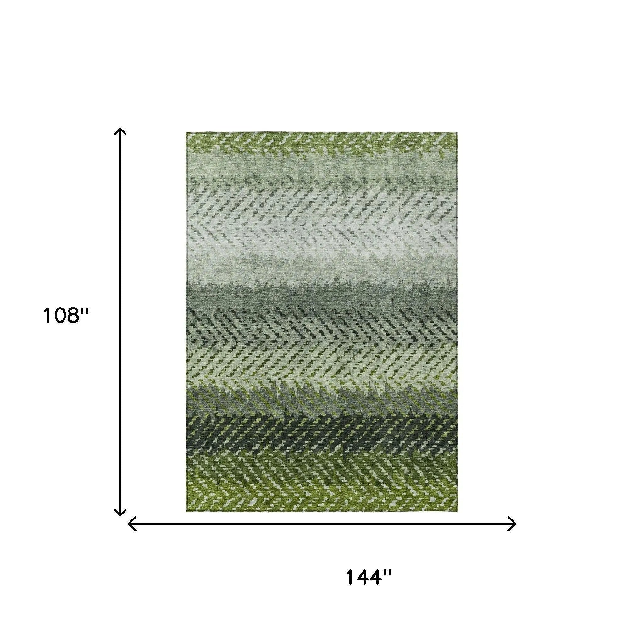 9' X 12' Green And Gray Striped Washable Indoor Outdoor Area Rug Homeroots Outdoor