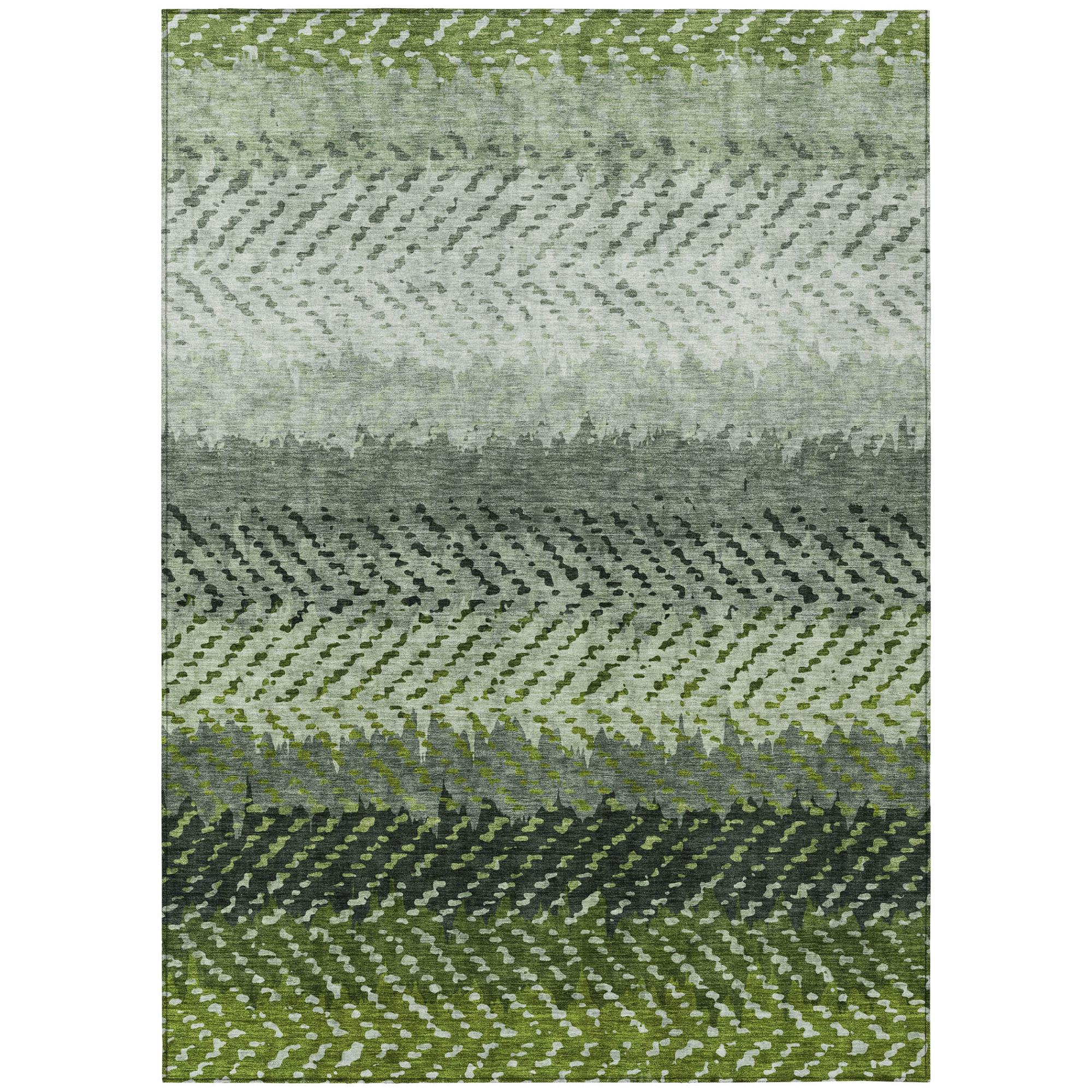 9' X 12' Green And Gray Striped Washable Indoor Outdoor Area Rug Homeroots Outdoor