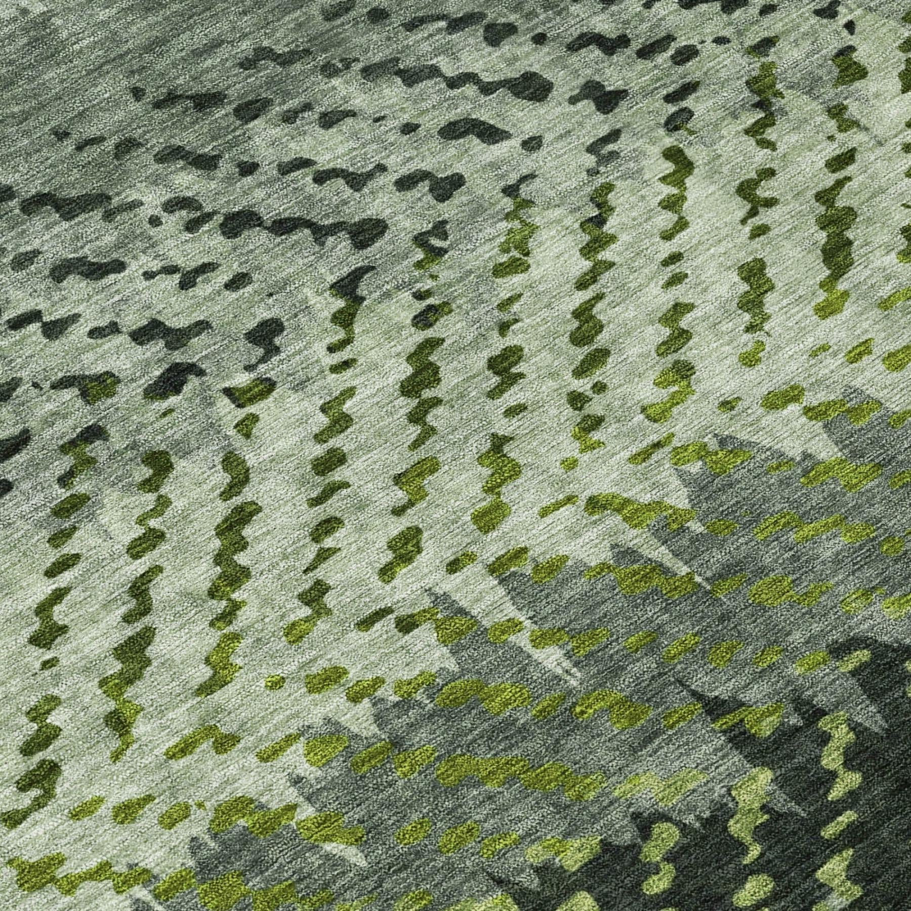 9' X 12' Green And Gray Striped Washable Indoor Outdoor Area Rug Homeroots Outdoor