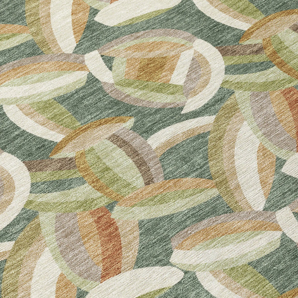 9' X 12' Green And Ivory Abstract Washable Indoor Outdoor Area Rug Homeroots Outdoor