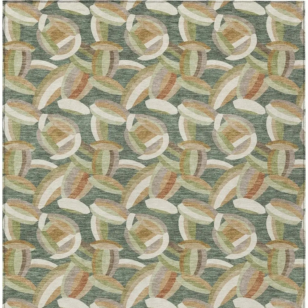 9' X 12' Green And Ivory Abstract Washable Indoor Outdoor Area Rug Homeroots Outdoor
