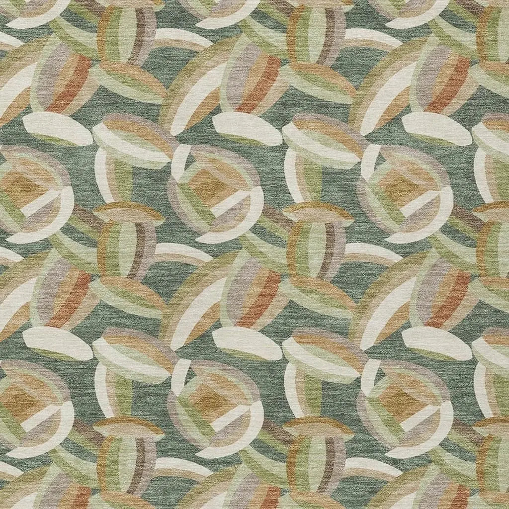 9' X 12' Green And Ivory Abstract Washable Indoor Outdoor Area Rug Homeroots Outdoor