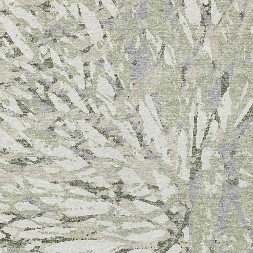 9' X 12' Green And Ivory Abstract Washable Indoor Outdoor Area Rug Homeroots Outdoor