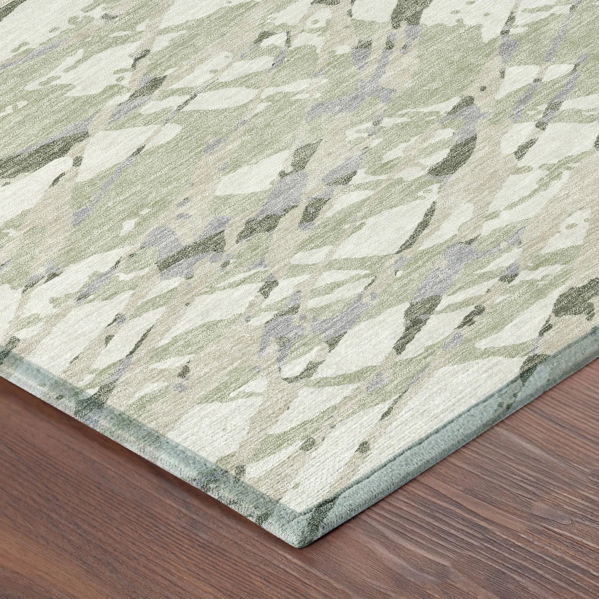 9' X 12' Green And Ivory Abstract Washable Indoor Outdoor Area Rug Homeroots Outdoor
