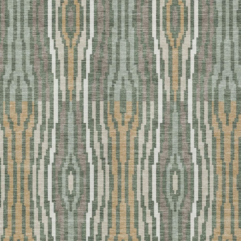 9' X 12' Green And Ivory Abstract Washable Indoor Outdoor Area Rug Homeroots Outdoor