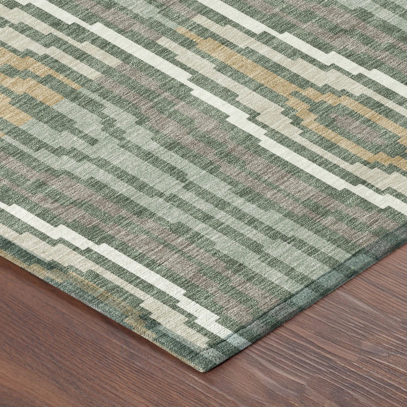 9' X 12' Green And Ivory Abstract Washable Indoor Outdoor Area Rug Homeroots Outdoor