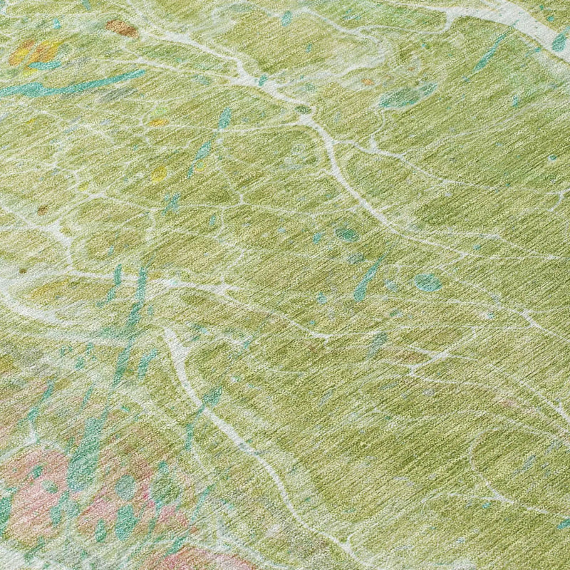 9' X 12' Green And Ivory Abstract Washable Indoor Outdoor Area Rug Homeroots Outdoor