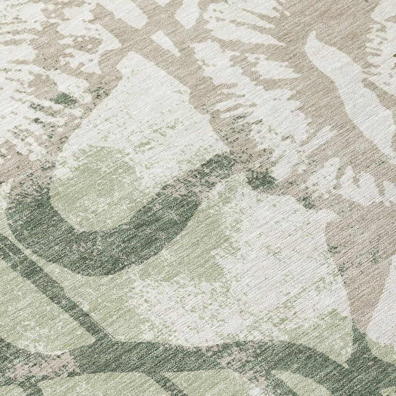 9' X 12' Green And Ivory Floral Washable Indoor Outdoor Area Rug Homeroots Outdoor