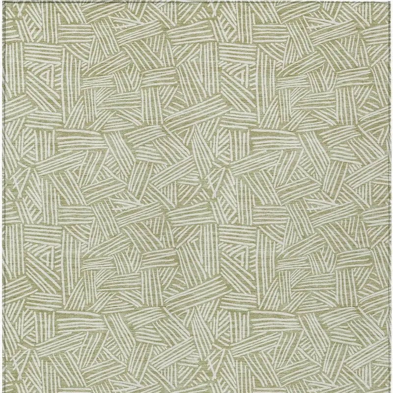 9' X 12' Green And Ivory Geometric Washable Indoor Outdoor Area Rug Homeroots Outdoor