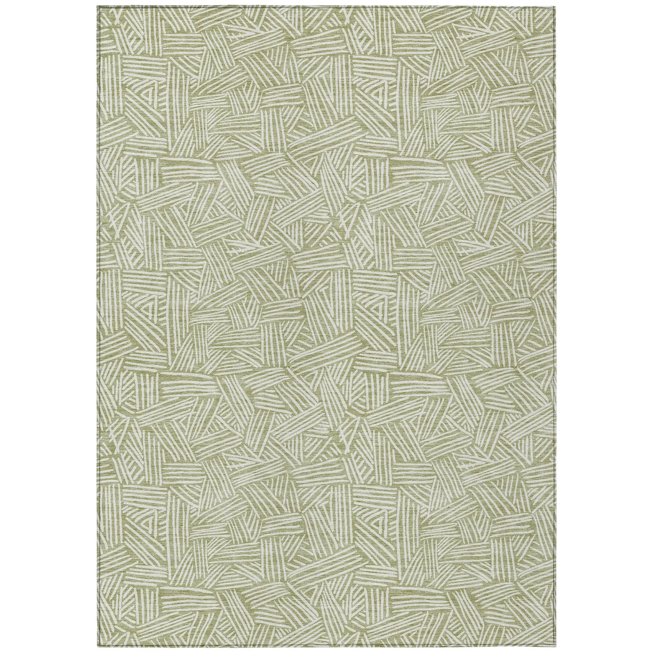 9' X 12' Green And Ivory Geometric Washable Indoor Outdoor Area Rug Homeroots Outdoor