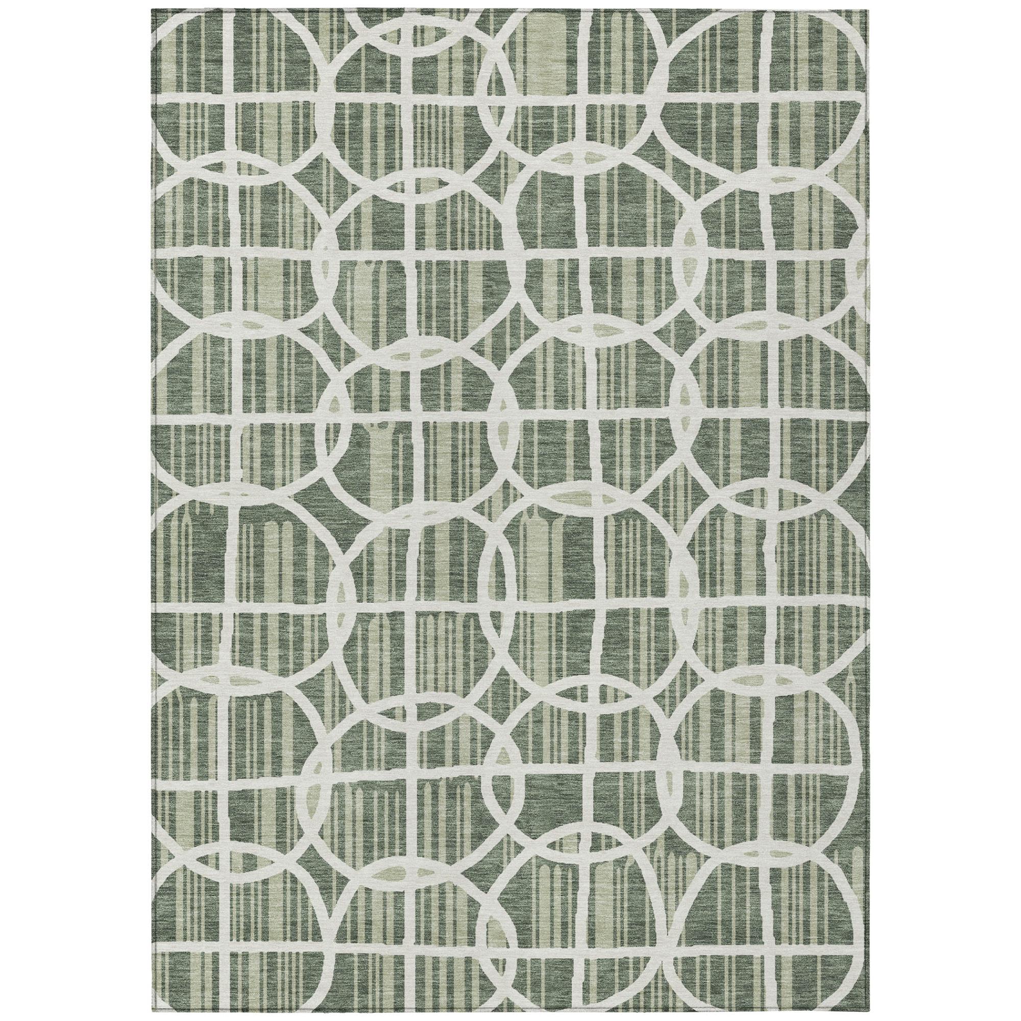 9' X 12' Green And Ivory Geometric Washable Indoor Outdoor Area Rug Homeroots Outdoor