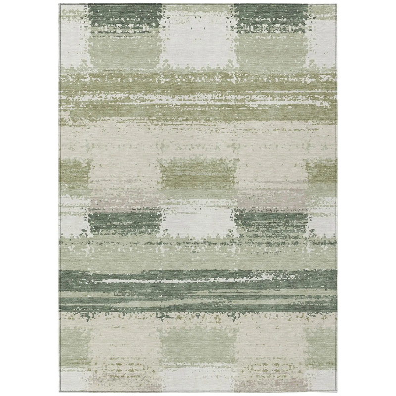 9' X 12' Green And Ivory Geometric Washable Indoor Outdoor Area Rug Homeroots Outdoor