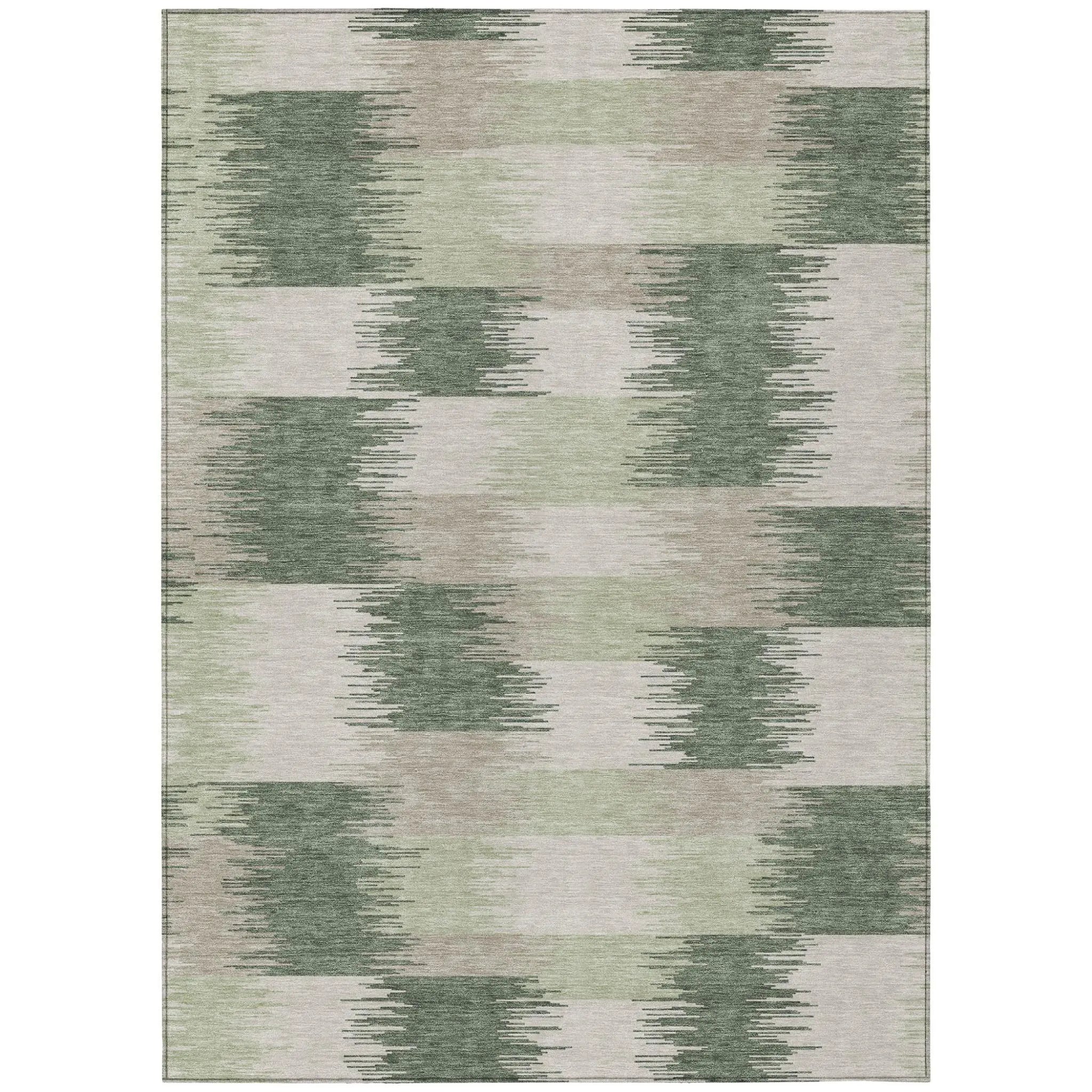9' X 12' Green And Ivory Geometric Washable Indoor Outdoor Area Rug Homeroots Outdoor