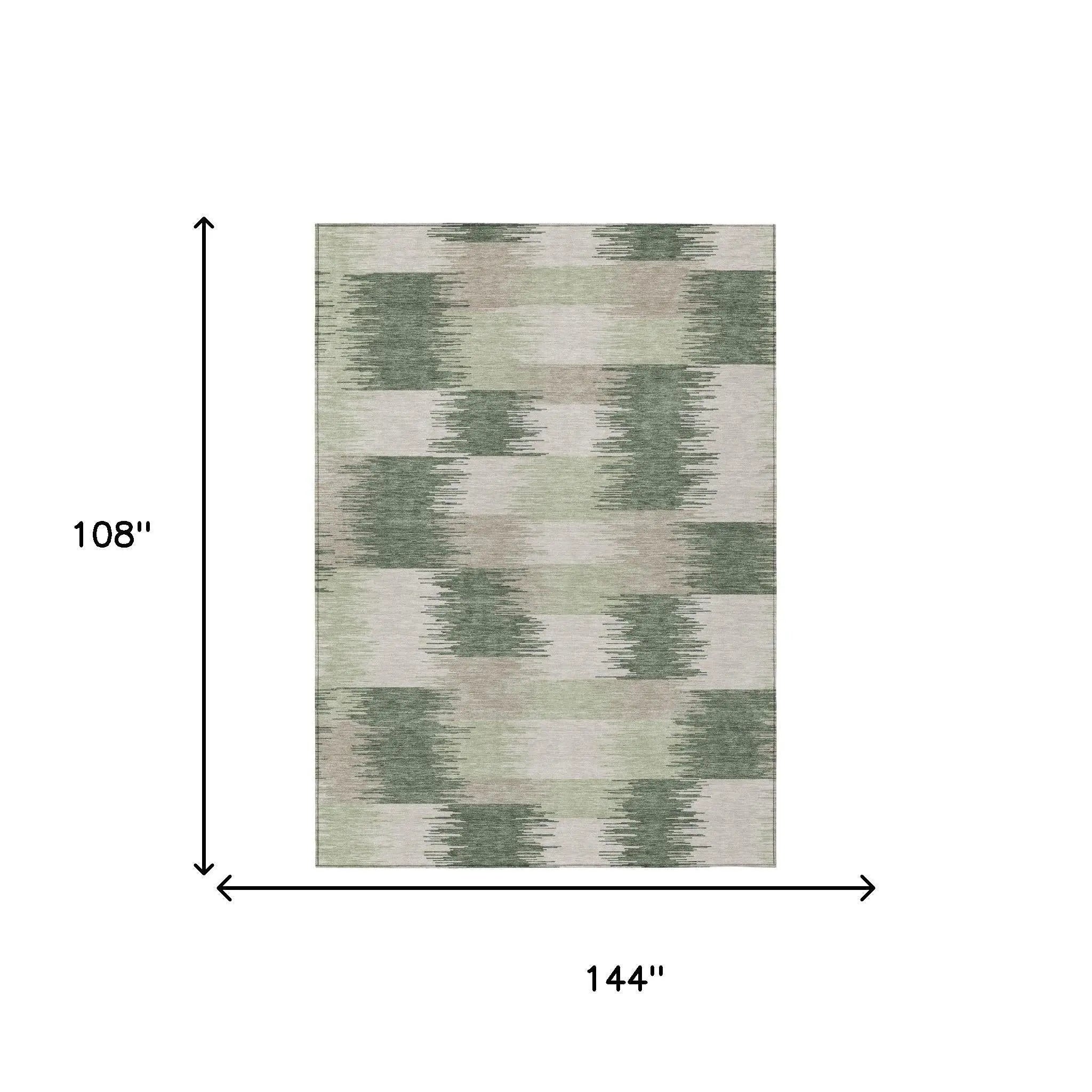 9' X 12' Green And Ivory Geometric Washable Indoor Outdoor Area Rug Homeroots Outdoor