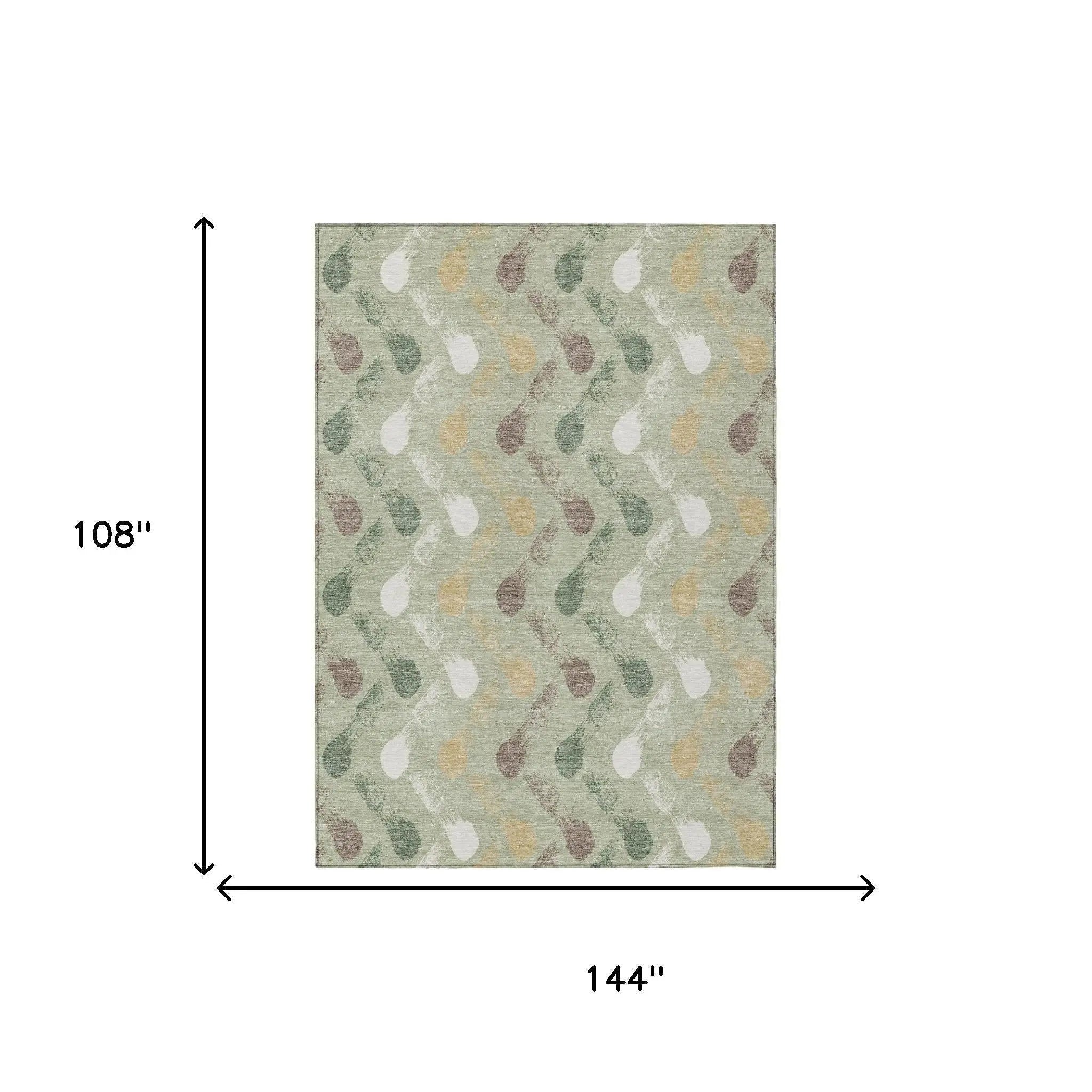 9' X 12' Green And Ivory Geometric Washable Indoor Outdoor Area Rug Homeroots Outdoor