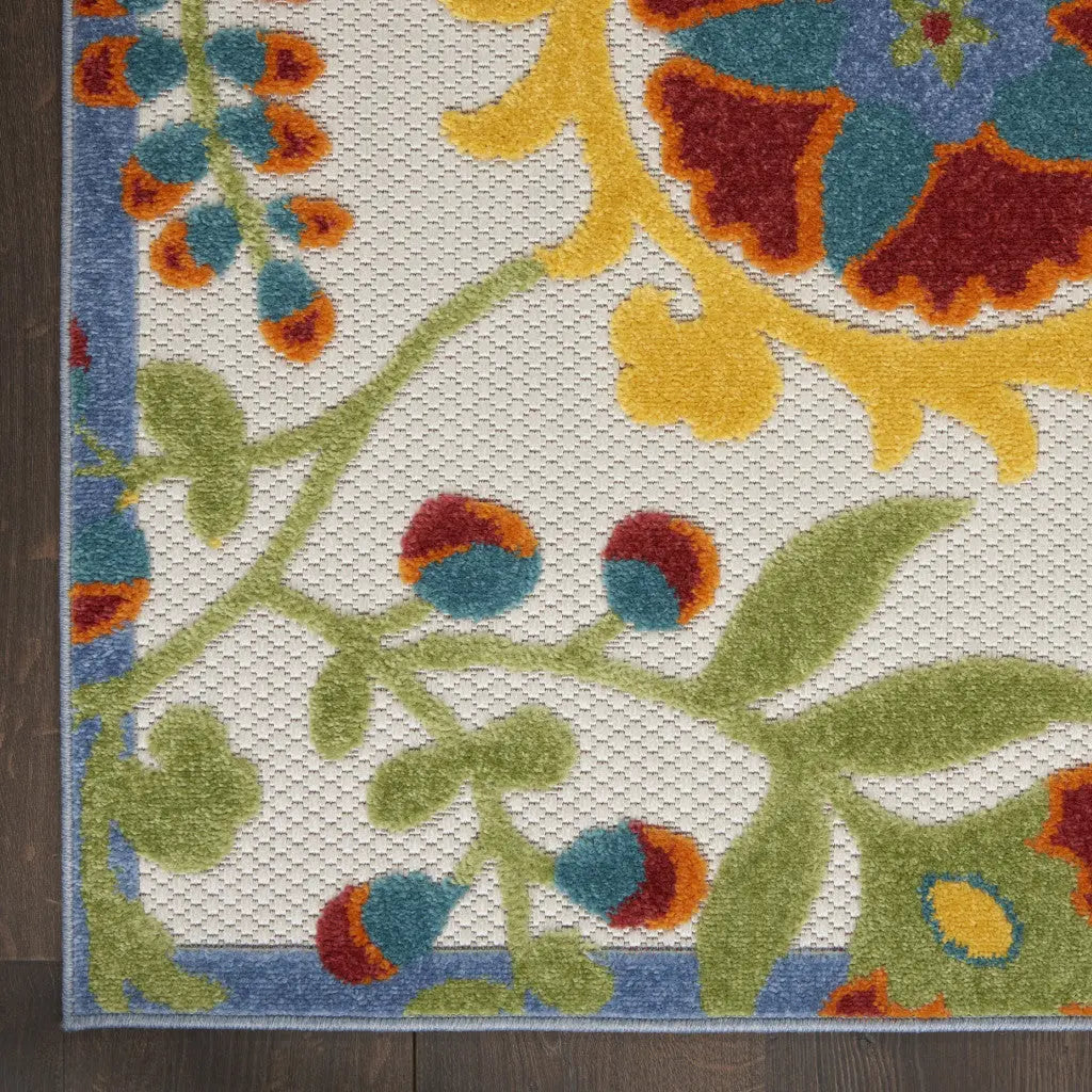 9' X 12' Green And Ivory Indoor Outdoor Area Rug Homeroots Outdoor