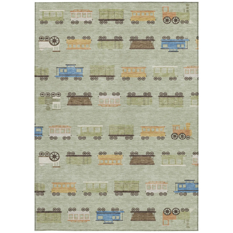 9' X 12' Green And Khaki Abstract Washable Indoor Outdoor Area Rug Homeroots Outdoor