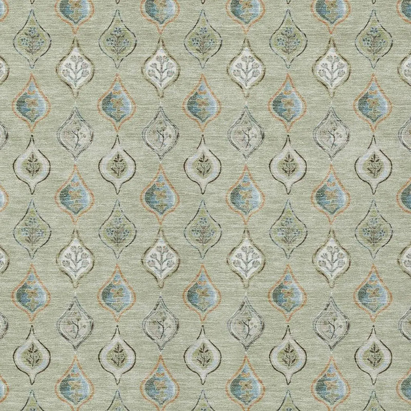 9' X 12' Green And Khaki Floral Washable Indoor Outdoor Area Rug Homeroots Outdoor