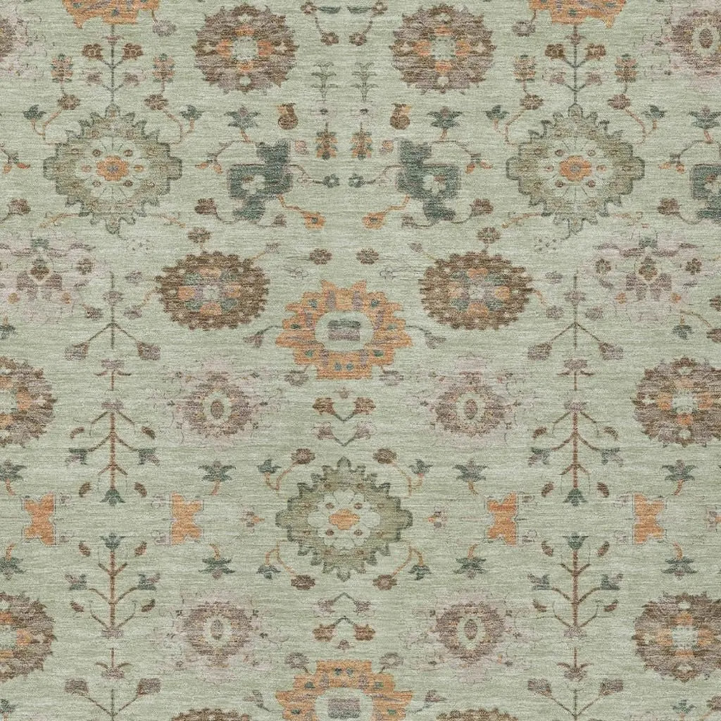 9' X 12' Green And Khaki Geometric Washable Indoor Outdoor Area Rug Homeroots Outdoor