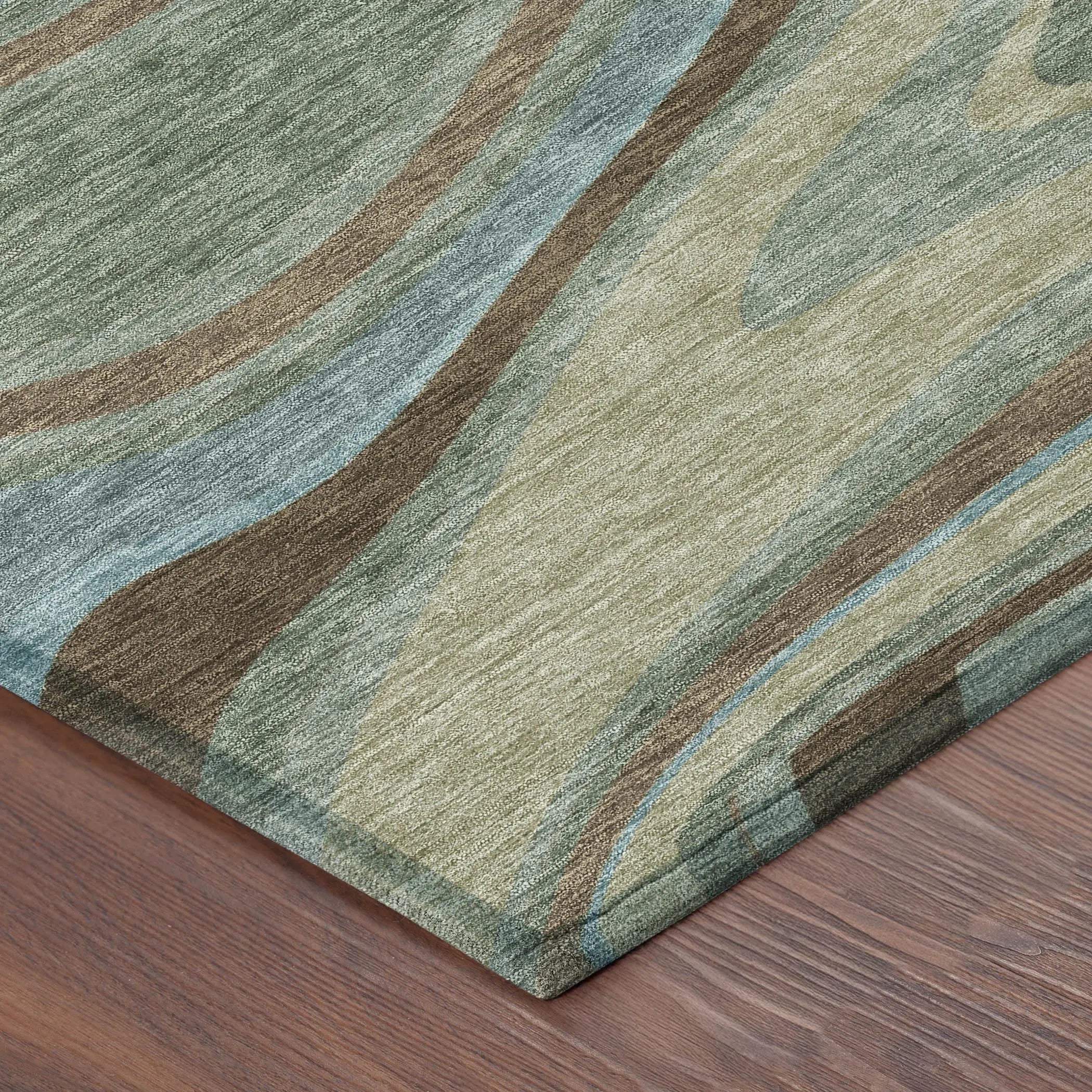 9' X 12' Green And Sage Abstract Washable Indoor Outdoor Area Rug Homeroots Outdoor