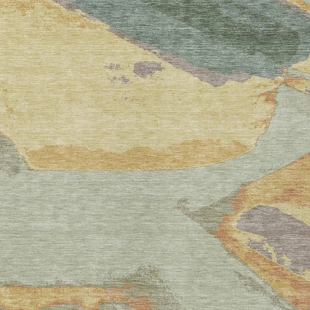 9' X 12' Green And Sage Abstract Washable Indoor Outdoor Area Rug Homeroots Outdoor