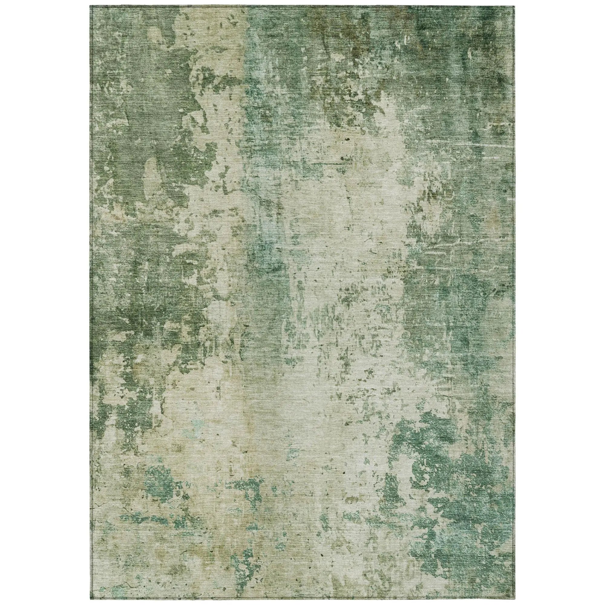 9' X 12' Green And Sage Abstract Washable Indoor Outdoor Area Rug Homeroots Outdoor
