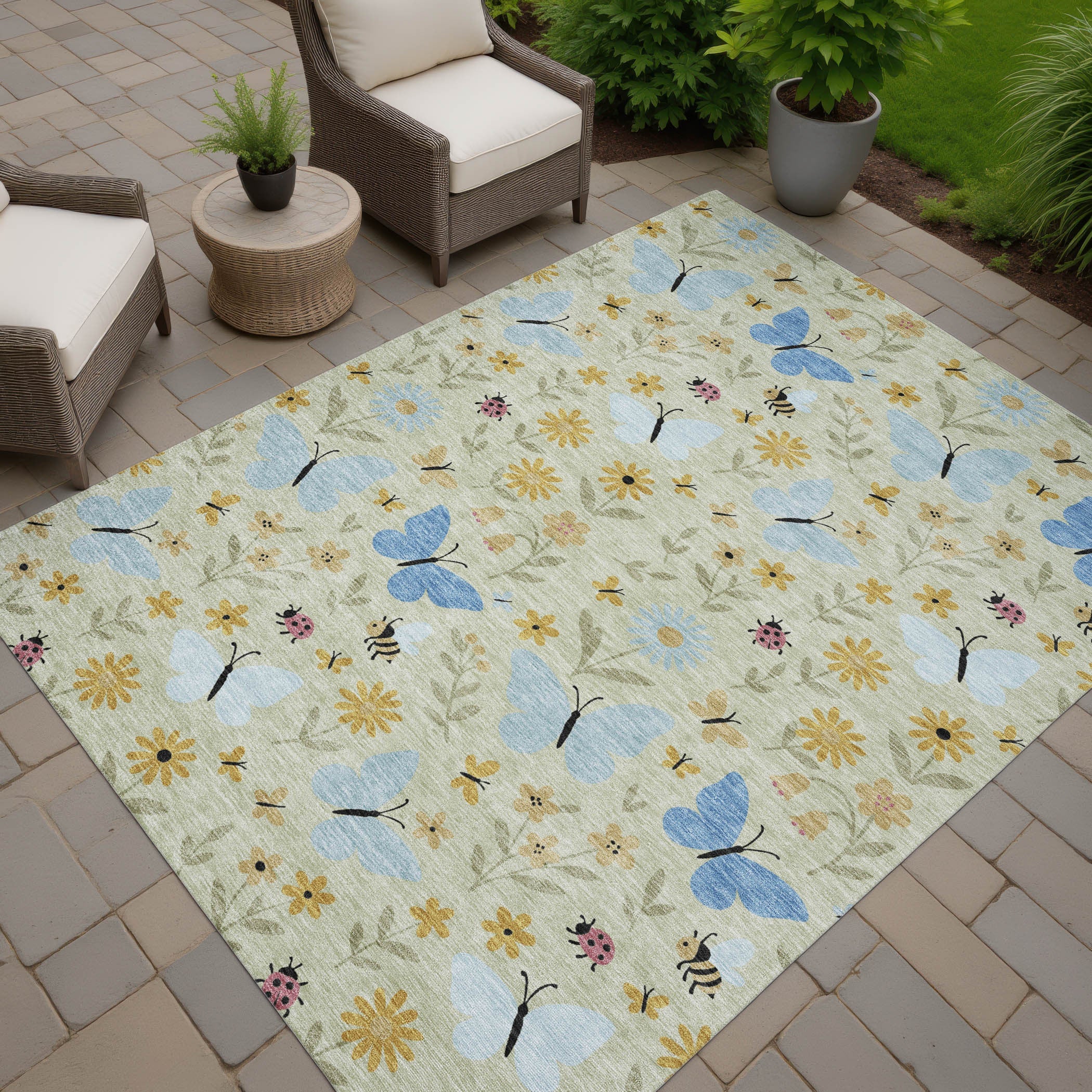 9' X 12' Green And Silver Abstract Washable Indoor Outdoor Area Rug Homeroots Outdoor