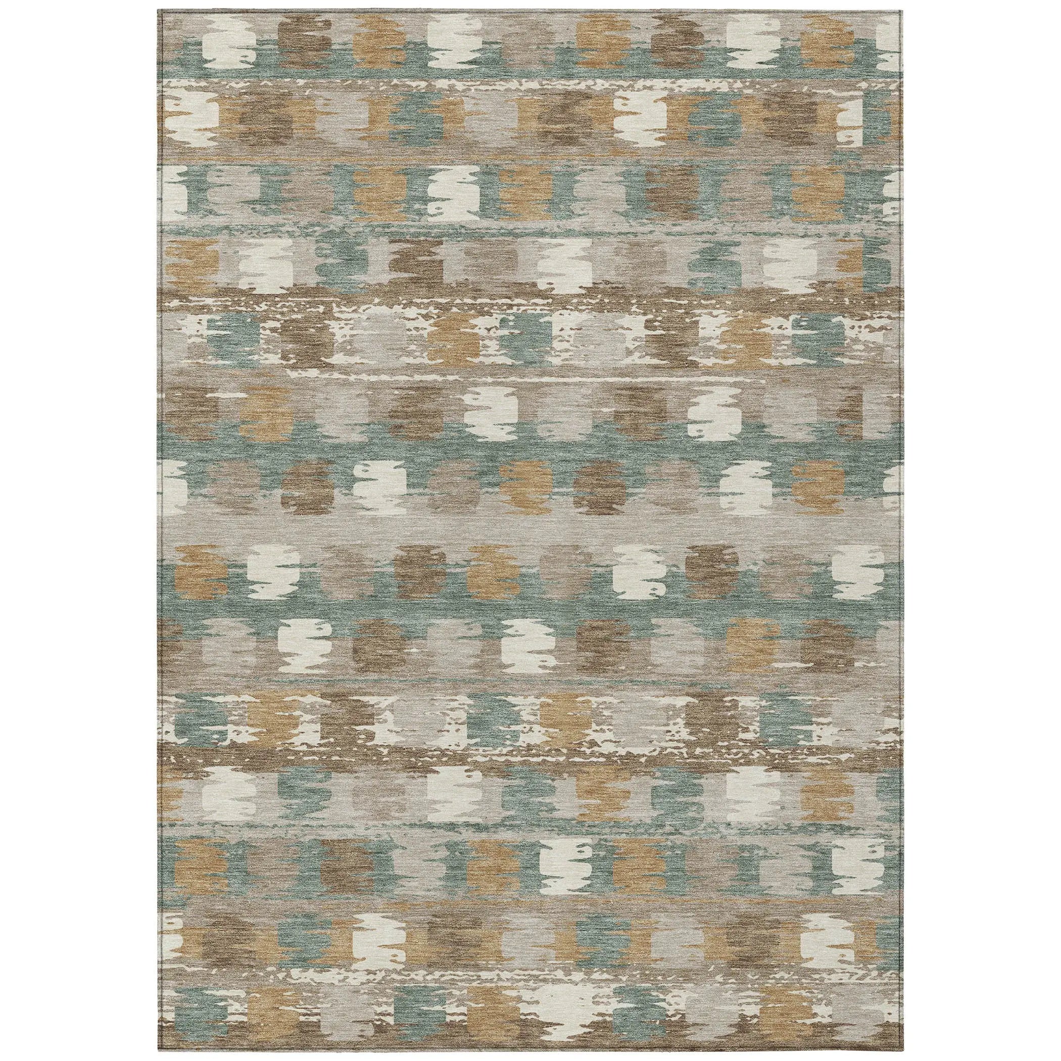 9' X 12' Green And Silver Abstract Washable Indoor Outdoor Area Rug Homeroots Outdoor