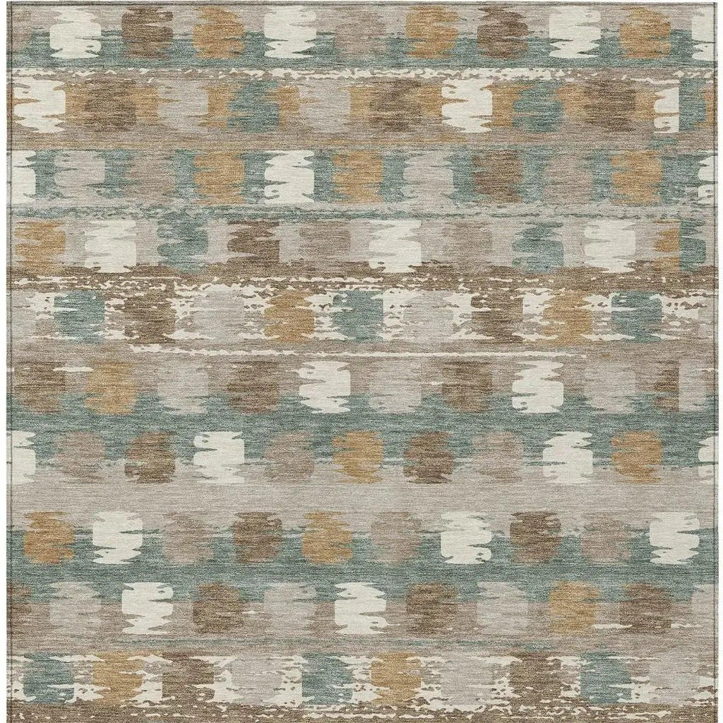 9' X 12' Green And Silver Abstract Washable Indoor Outdoor Area Rug Homeroots Outdoor