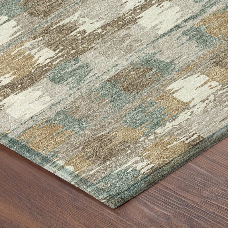 9' X 12' Green And Silver Abstract Washable Indoor Outdoor Area Rug Homeroots Outdoor