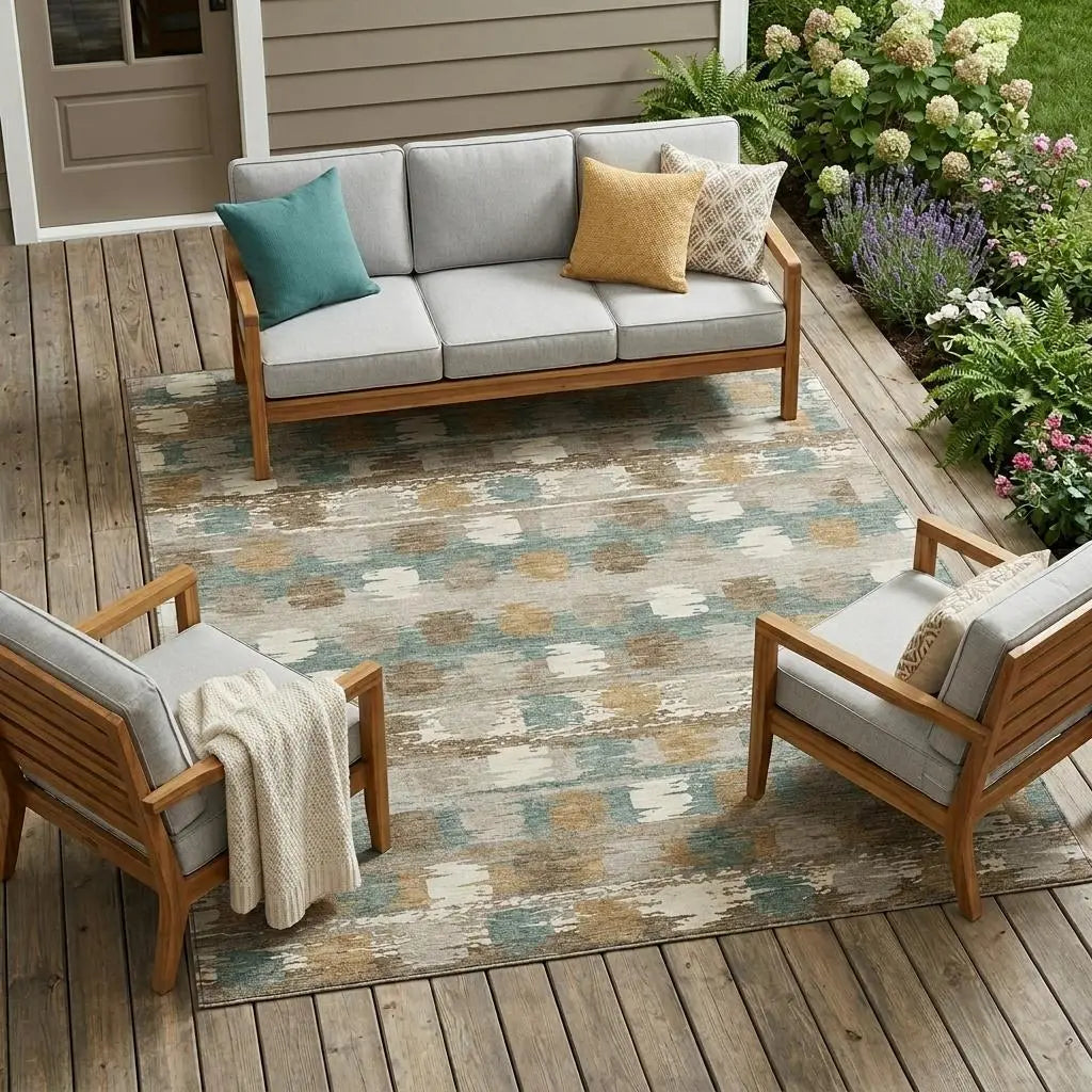 9' X 12' Green And Silver Abstract Washable Indoor Outdoor Area Rug Homeroots Outdoor
