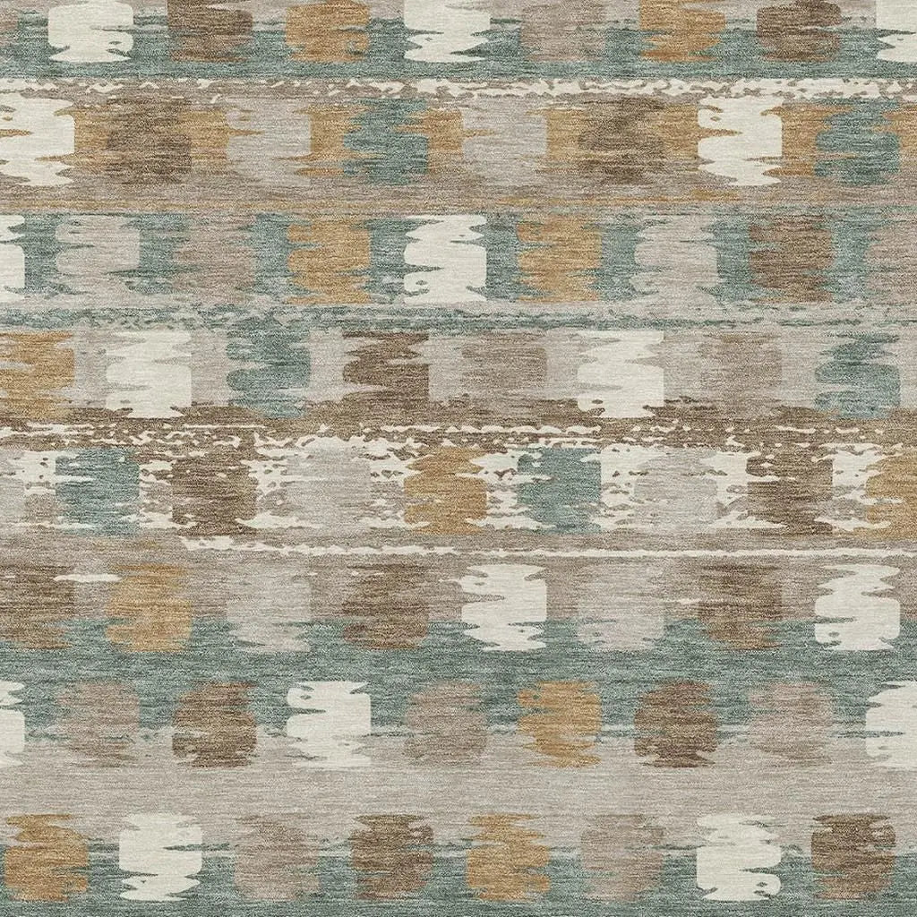 9' X 12' Green And Silver Abstract Washable Indoor Outdoor Area Rug Homeroots Outdoor