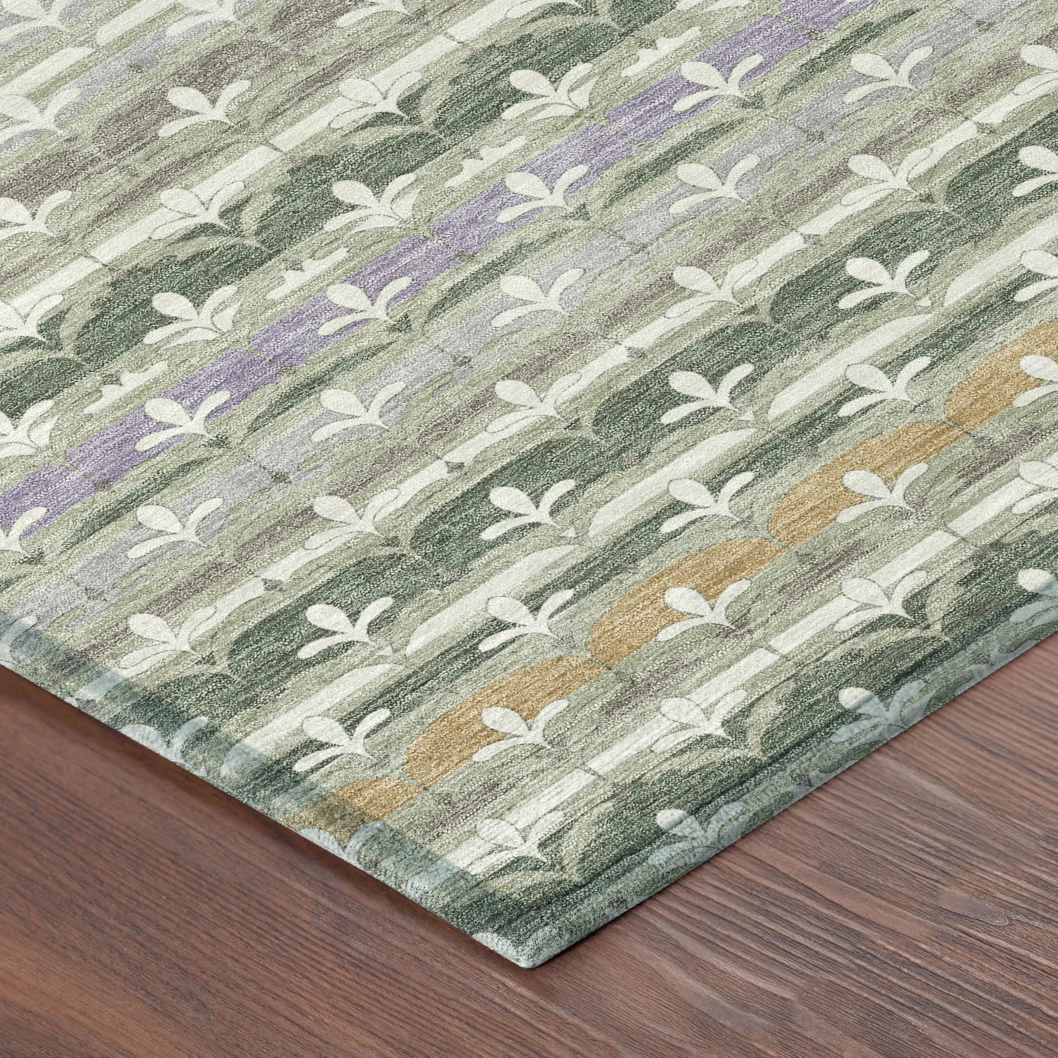 9' X 12' Green And Silver Damask Washable Indoor Outdoor Area Rug Homeroots Outdoor