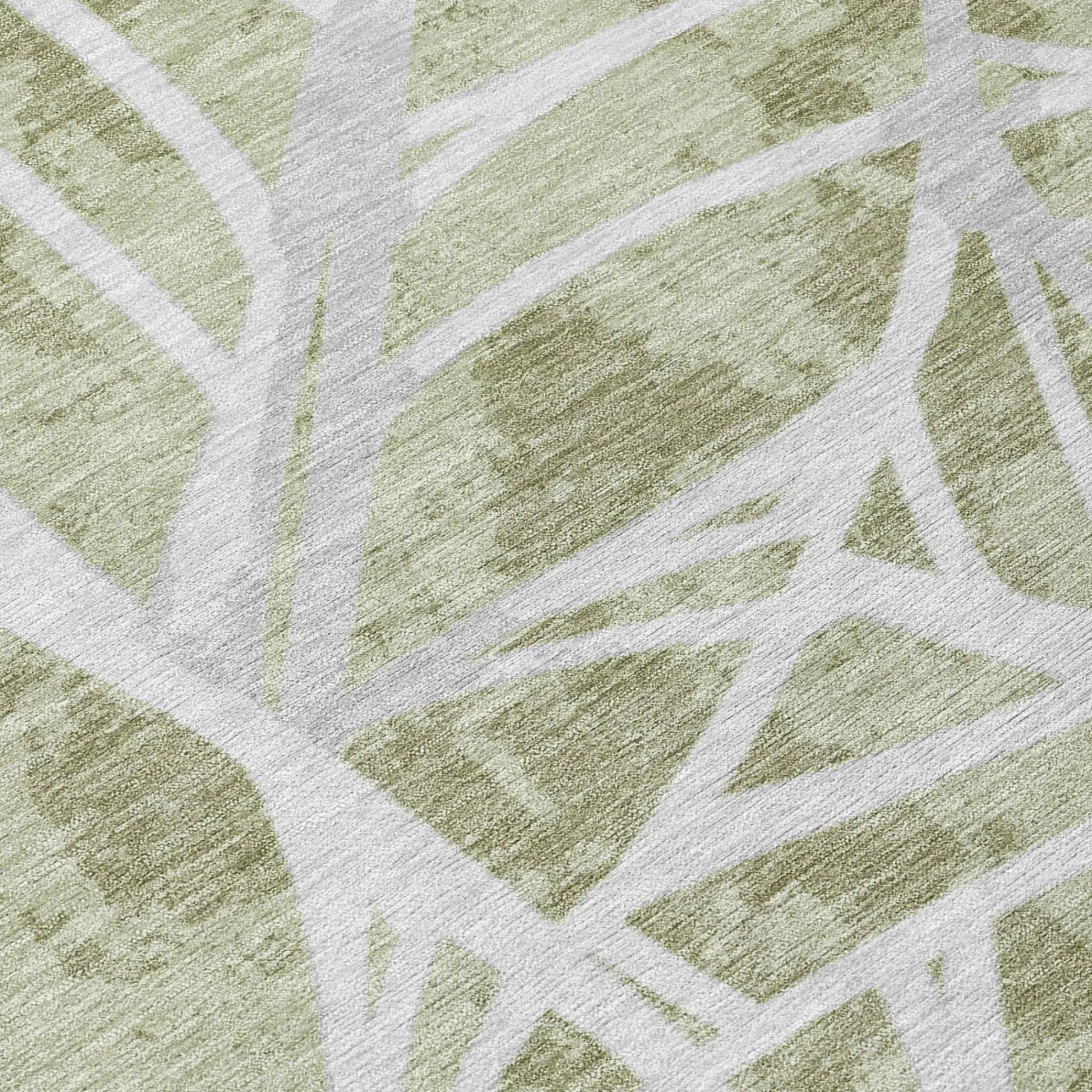 9' X 12' Green And Silver Floral Washable Indoor Outdoor Area Rug Homeroots Outdoor