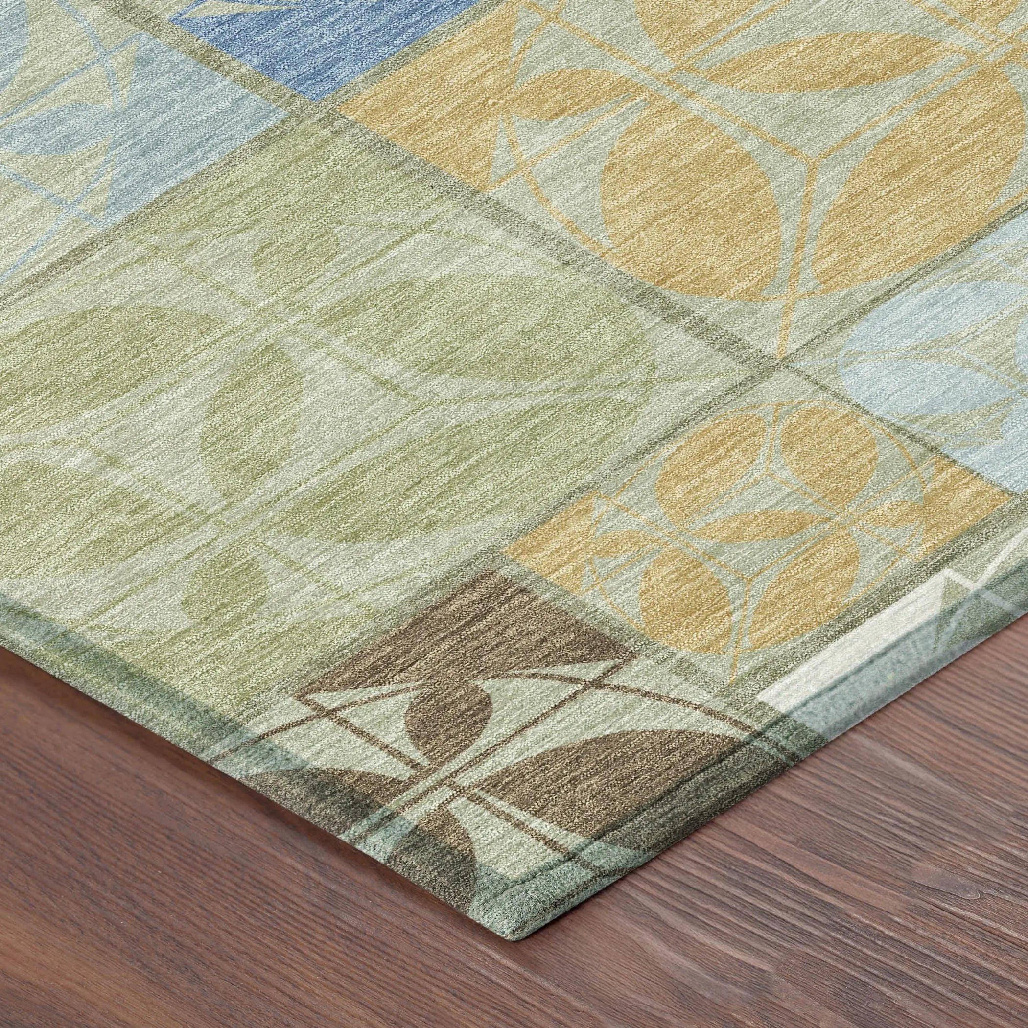 9' X 12' Green And Silver Geometric Washable Indoor Outdoor Area Rug Homeroots Outdoor