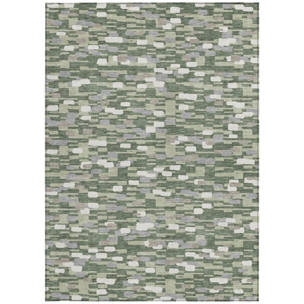 9' X 12' Green And Silver Geometric Washable Indoor Outdoor Area Rug Homeroots Outdoor