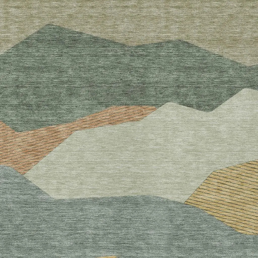 9' X 12' Green And Taupe Geometric Washable Indoor Outdoor Area Rug Homeroots Outdoor