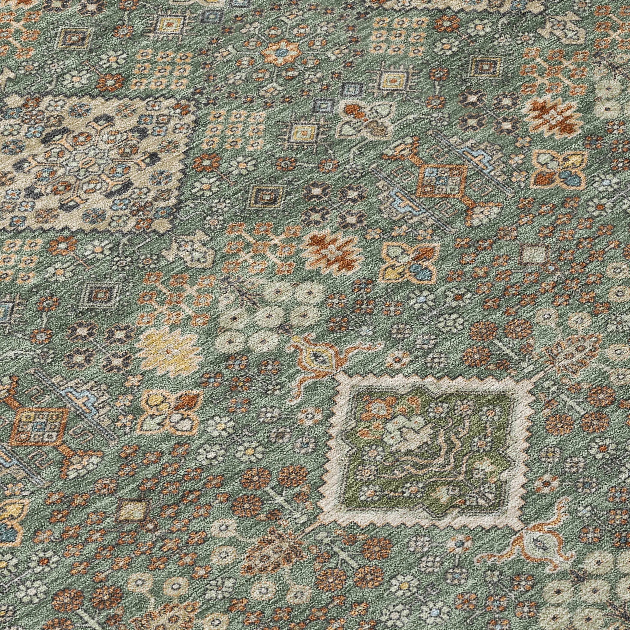 9' X 12' Green And Taupe Geometric Washable Indoor Outdoor Area Rug Homeroots Outdoor
